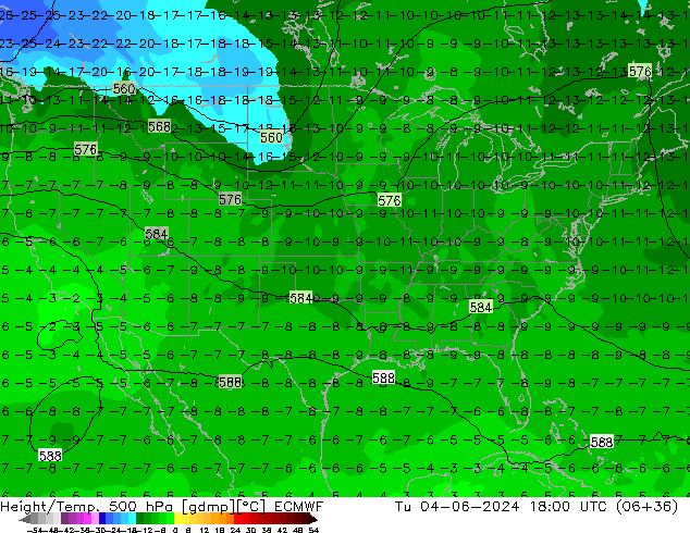 Z500/Rain (+SLP)/Z850 ECMWF Tu 04.06.2024 18 UTC