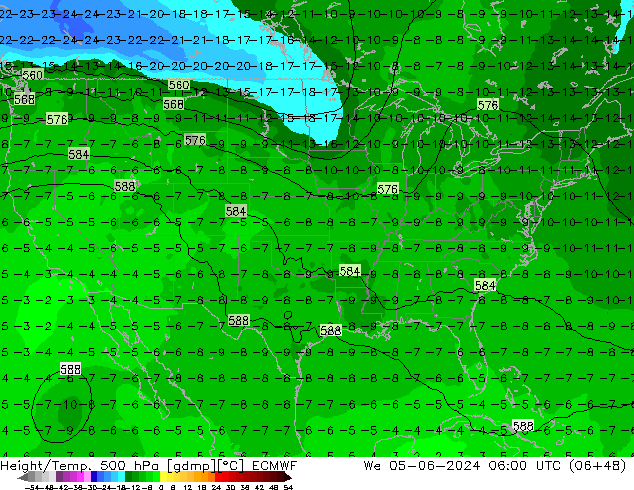 Z500/Rain (+SLP)/Z850 ECMWF mer 05.06.2024 06 UTC