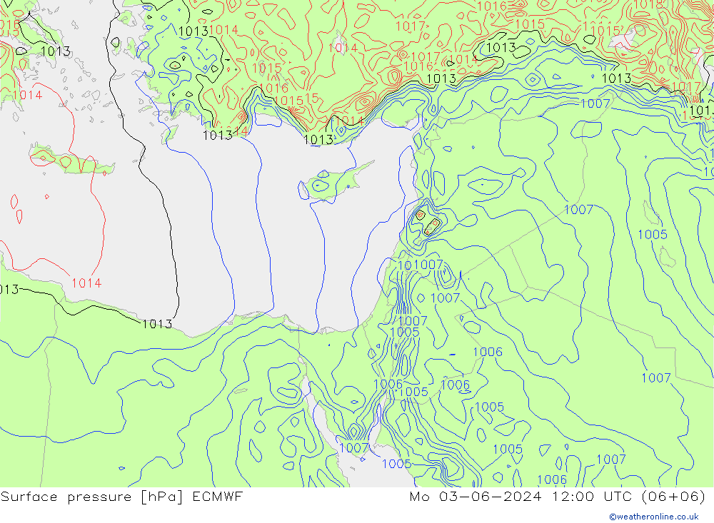 pressão do solo ECMWF Seg 03.06.2024 12 UTC