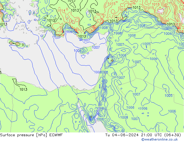 Surface pressure ECMWF Tu 04.06.2024 21 UTC
