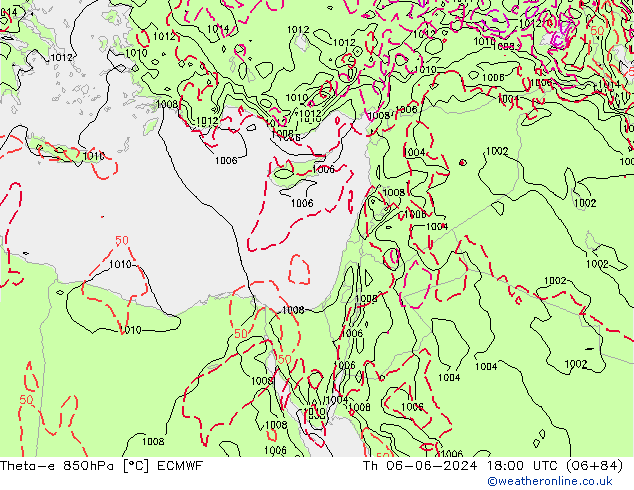 Theta-e 850hPa ECMWF Th 06.06.2024 18 UTC