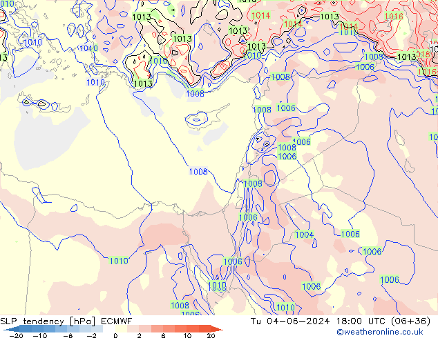 Tendenza di Pressione ECMWF mar 04.06.2024 18 UTC