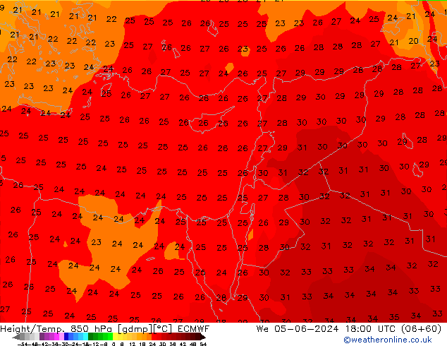 Z500/Rain (+SLP)/Z850 ECMWF Qua 05.06.2024 18 UTC