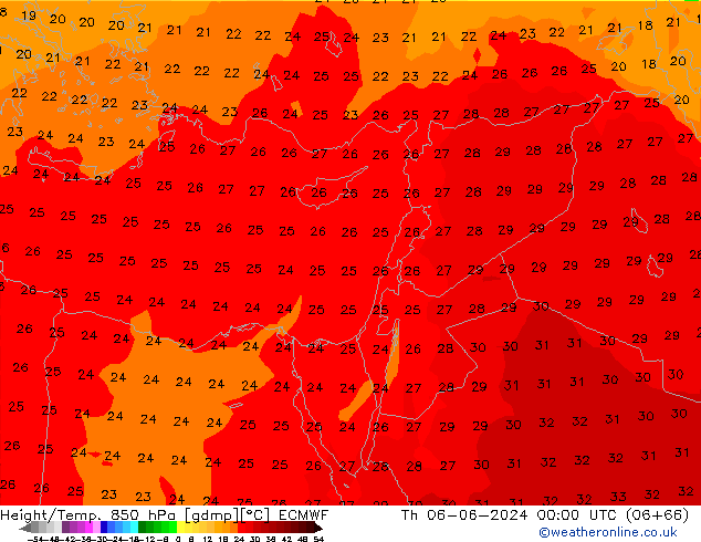 Z500/Rain (+SLP)/Z850 ECMWF jue 06.06.2024 00 UTC