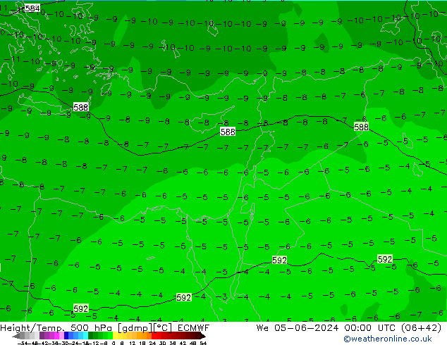 Z500/Rain (+SLP)/Z850 ECMWF Qua 05.06.2024 00 UTC