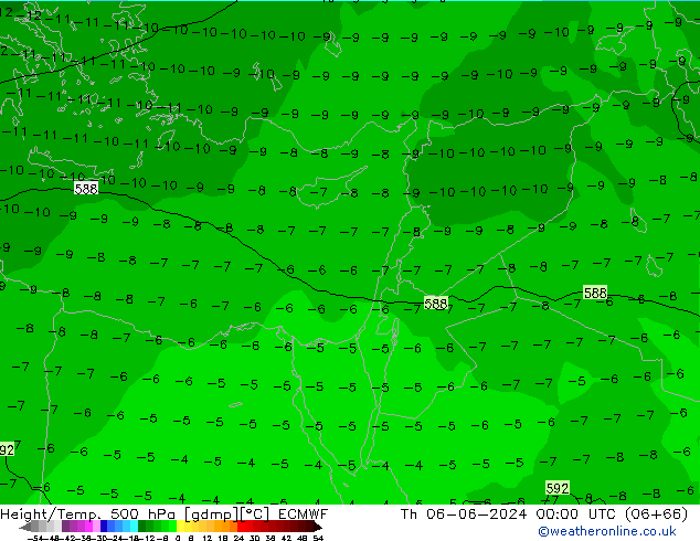 Height/Temp. 500 hPa ECMWF czw. 06.06.2024 00 UTC