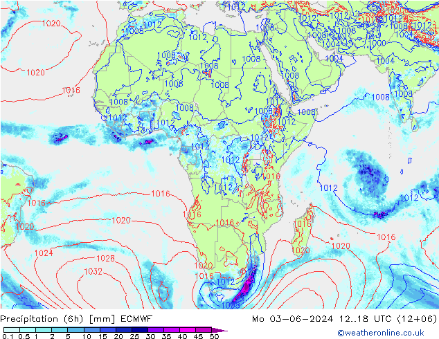 Z500/Rain (+SLP)/Z850 ECMWF lun 03.06.2024 18 UTC