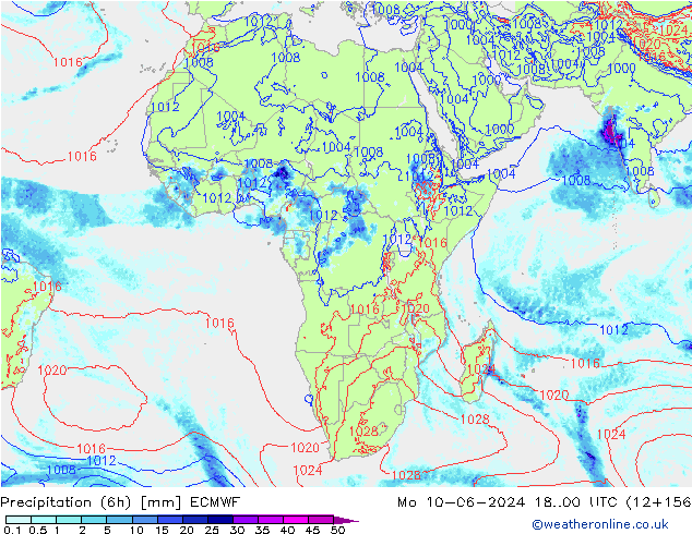 Z500/Rain (+SLP)/Z850 ECMWF pon. 10.06.2024 00 UTC