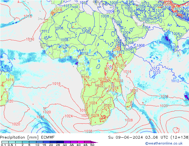 Precipitation ECMWF Su 09.06.2024 06 UTC