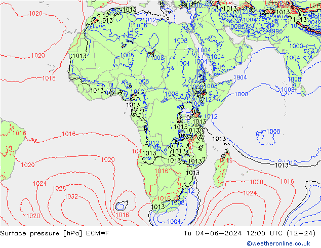 Yer basıncı ECMWF Sa 04.06.2024 12 UTC