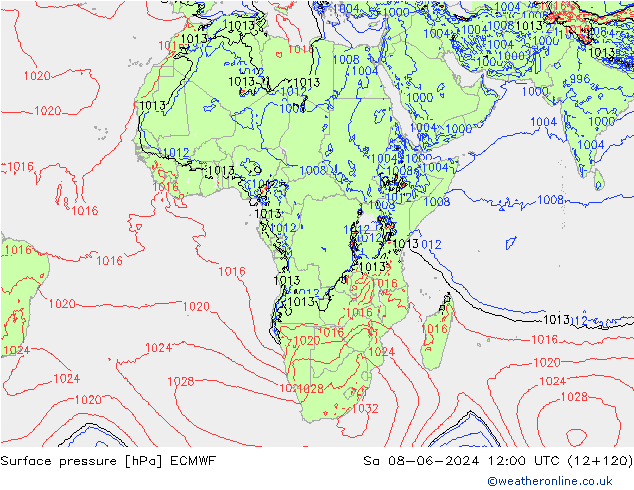 приземное давление ECMWF сб 08.06.2024 12 UTC