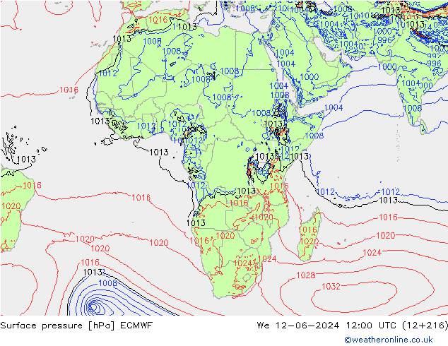 приземное давление ECMWF ср 12.06.2024 12 UTC