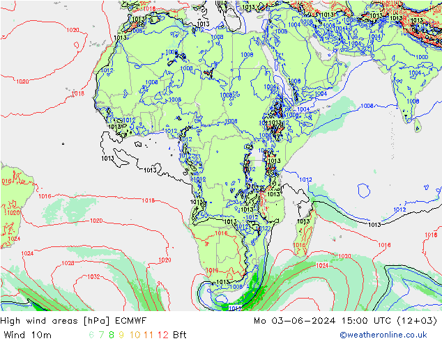 High wind areas ECMWF Po 03.06.2024 15 UTC