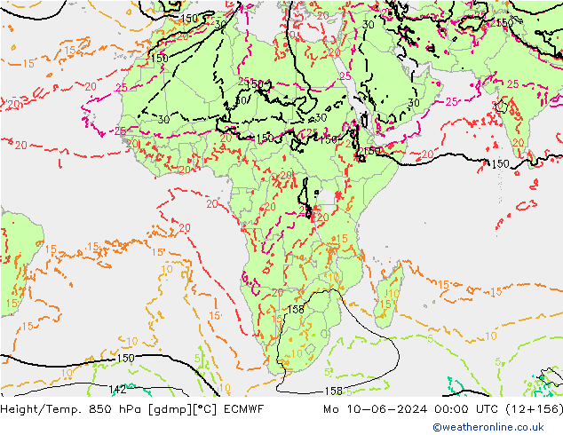 Z500/Rain (+SLP)/Z850 ECMWF pon. 10.06.2024 00 UTC