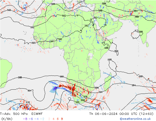 T-Adv. 500 hPa ECMWF Th 06.06.2024 00 UTC