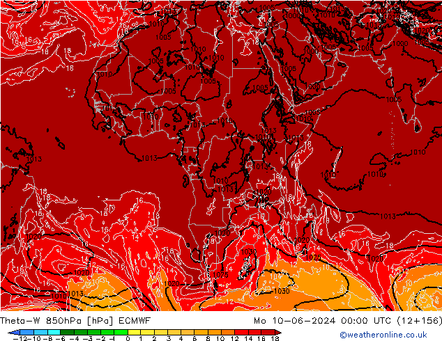 Theta-W 850hPa ECMWF lun 10.06.2024 00 UTC