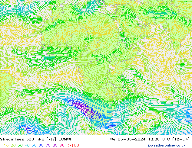 Rüzgar 500 hPa ECMWF Çar 05.06.2024 18 UTC