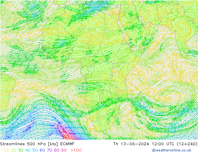 Rüzgar 500 hPa ECMWF Per 13.06.2024 12 UTC