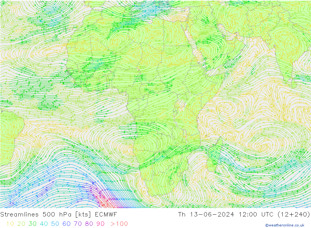 Rüzgar 500 hPa ECMWF Per 13.06.2024 12 UTC