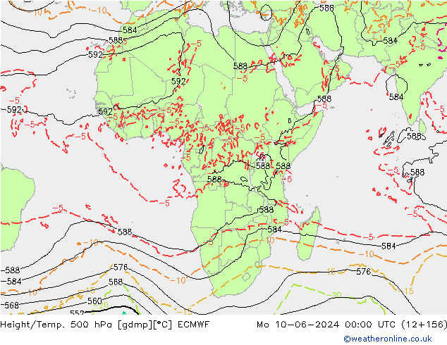 Z500/Rain (+SLP)/Z850 ECMWF Mo 10.06.2024 00 UTC