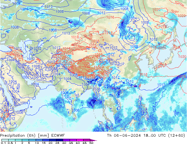 Z500/Rain (+SLP)/Z850 ECMWF Th 06.06.2024 00 UTC