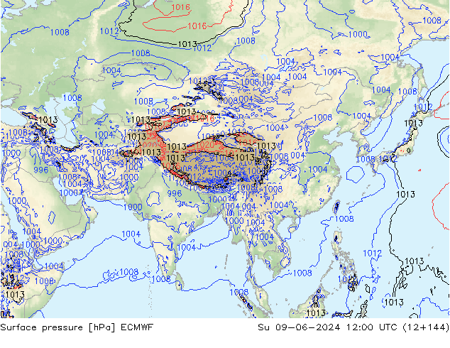 Surface pressure ECMWF Su 09.06.2024 12 UTC