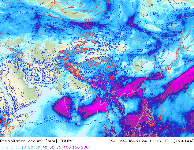 Toplam Yağış ECMWF Paz 09.06.2024 12 UTC