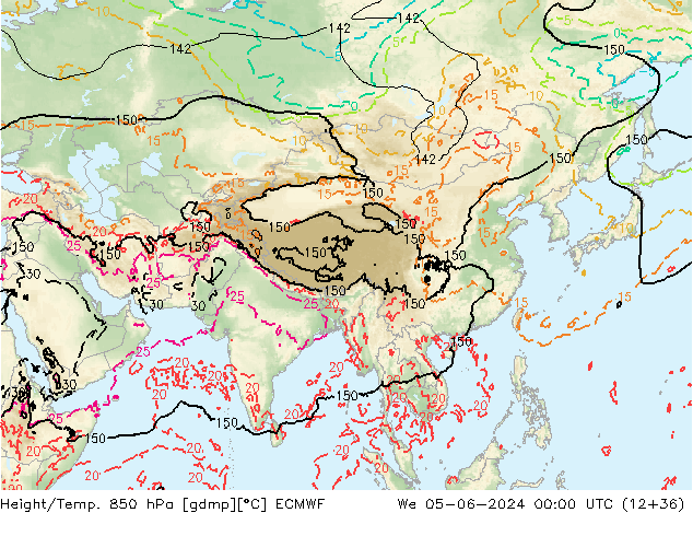 Z500/Rain (+SLP)/Z850 ECMWF We 05.06.2024 00 UTC