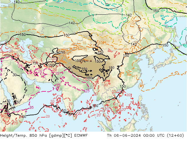 Z500/Rain (+SLP)/Z850 ECMWF Th 06.06.2024 00 UTC