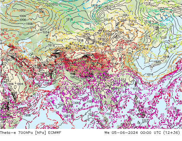 Theta-e 700hPa ECMWF Qua 05.06.2024 00 UTC