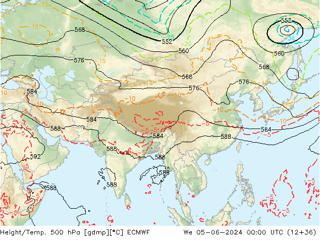 Z500/Rain (+SLP)/Z850 ECMWF We 05.06.2024 00 UTC