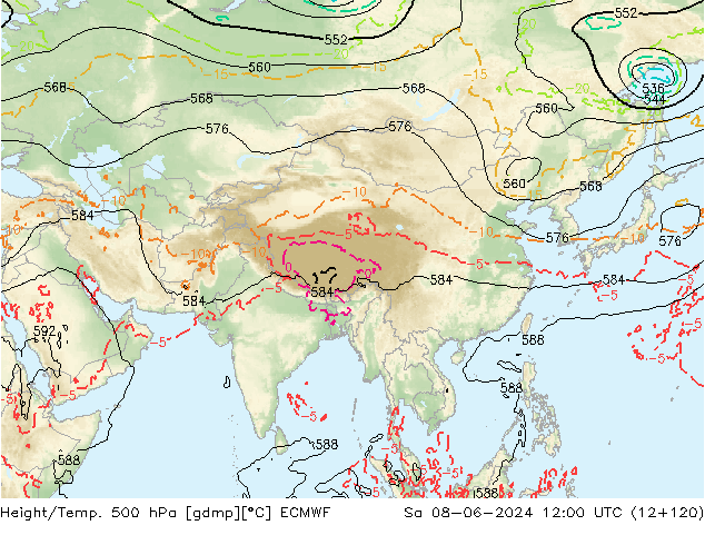 Z500/Rain (+SLP)/Z850 ECMWF so. 08.06.2024 12 UTC