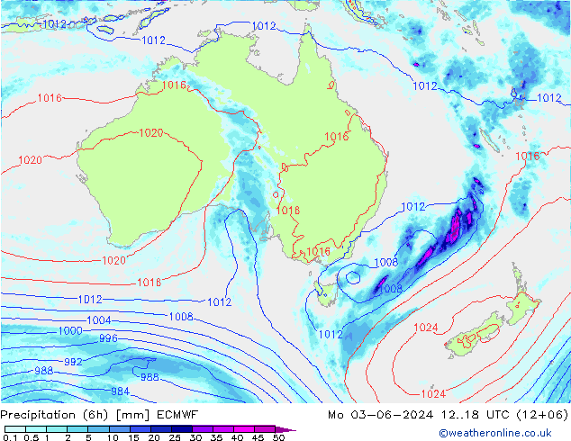 осадки (6h) ECMWF пн 03.06.2024 18 UTC