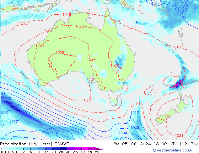 осадки (6h) ECMWF ср 05.06.2024 00 UTC