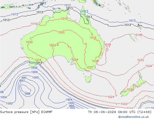 приземное давление ECMWF чт 06.06.2024 06 UTC