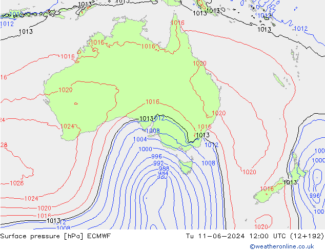 Bodendruck ECMWF Di 11.06.2024 12 UTC