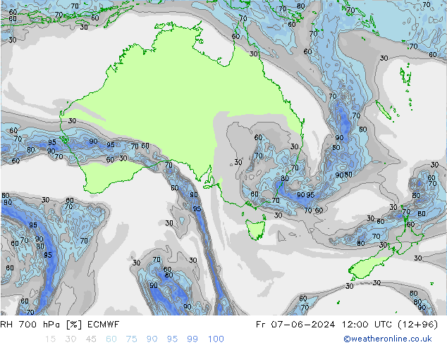 RH 700 hPa ECMWF Fr 07.06.2024 12 UTC