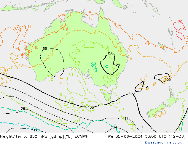 Z500/Rain (+SLP)/Z850 ECMWF Mi 05.06.2024 00 UTC