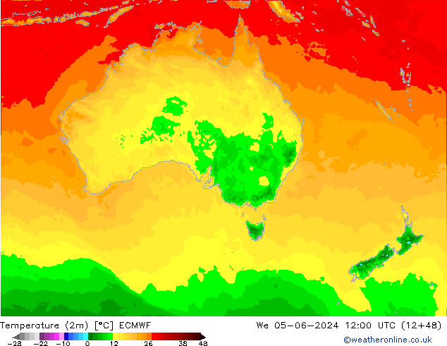 Temperature (2m) ECMWF We 05.06.2024 12 UTC