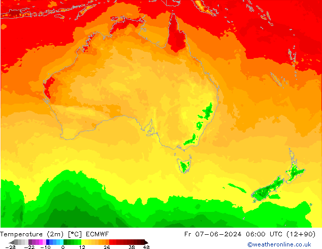 température (2m) ECMWF ven 07.06.2024 06 UTC