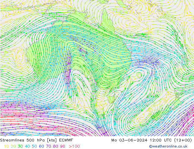 Streamlines 500 hPa ECMWF Mo 03.06.2024 12 UTC