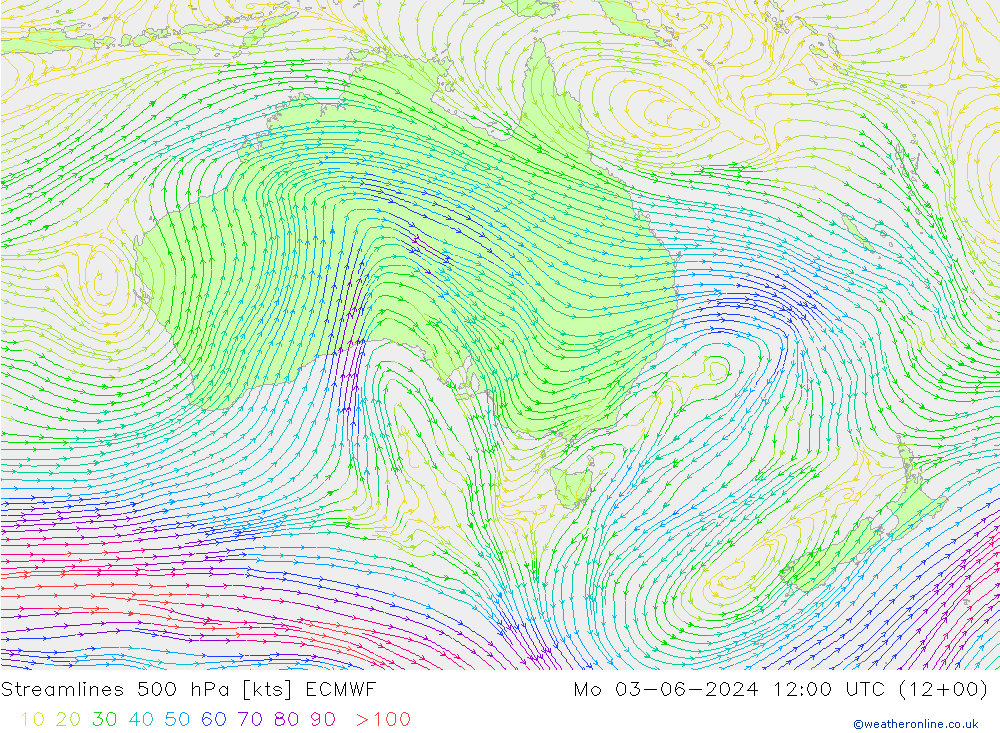 Stroomlijn 500 hPa ECMWF ma 03.06.2024 12 UTC