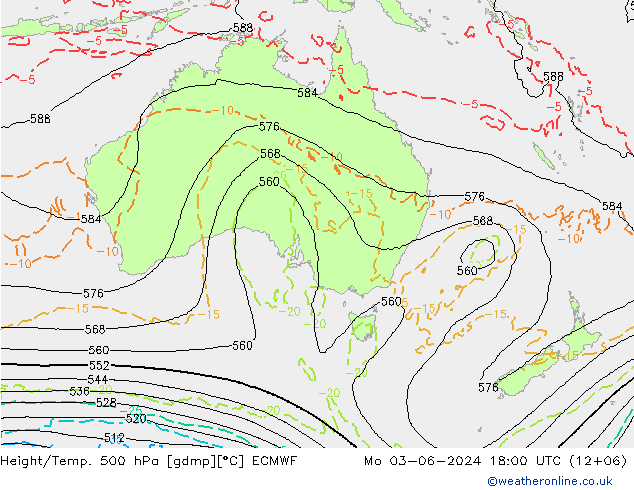 Z500/Rain (+SLP)/Z850 ECMWF lun 03.06.2024 18 UTC