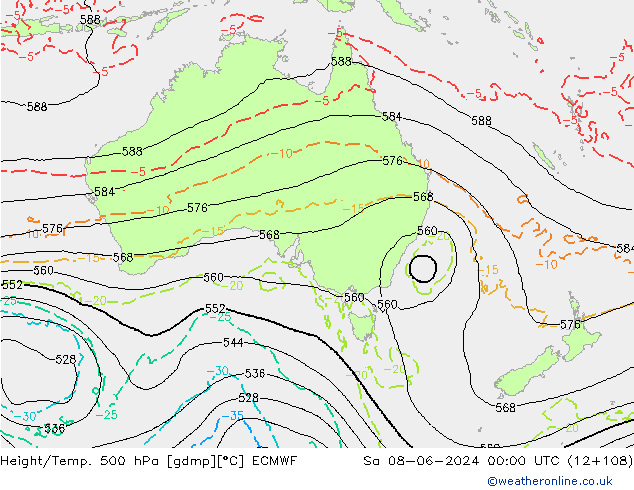 Z500/Rain (+SLP)/Z850 ECMWF сб 08.06.2024 00 UTC