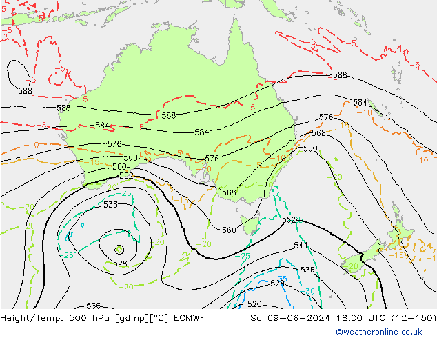 Z500/Rain (+SLP)/Z850 ECMWF Su 09.06.2024 18 UTC