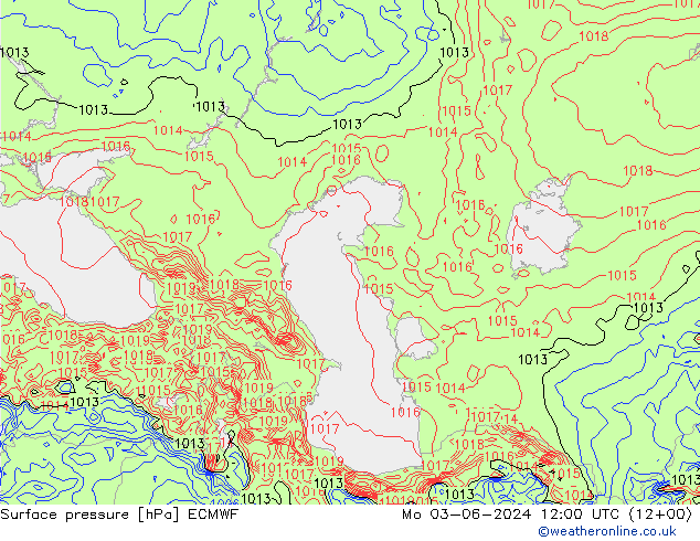 Presión superficial ECMWF lun 03.06.2024 12 UTC