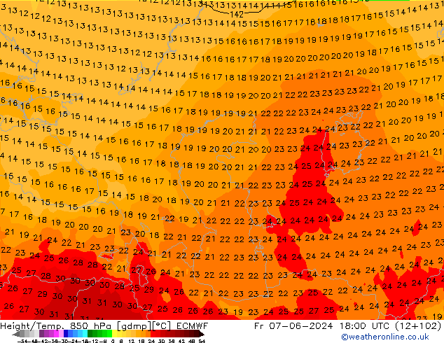 Z500/Rain (+SLP)/Z850 ECMWF Fr 07.06.2024 18 UTC