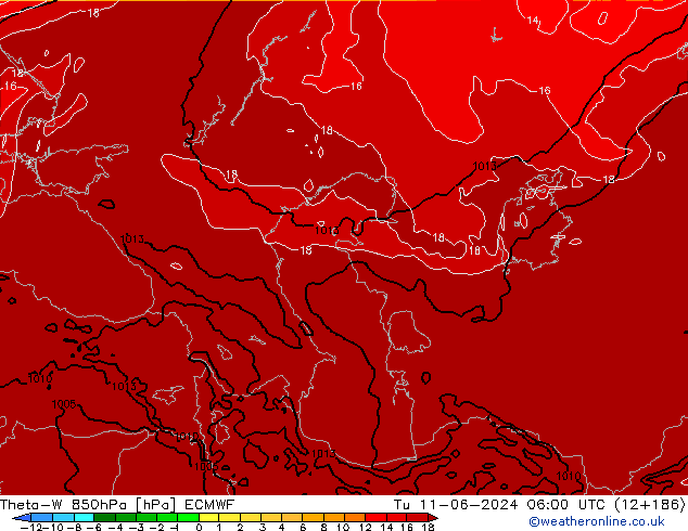 Theta-W 850hPa ECMWF mar 11.06.2024 06 UTC