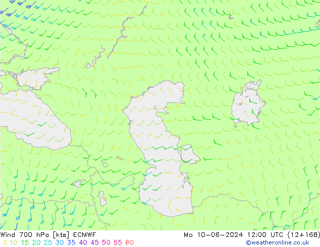 Wind 700 hPa ECMWF Mo 10.06.2024 12 UTC