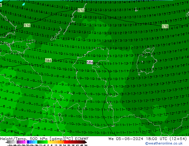 Z500/Rain (+SLP)/Z850 ECMWF  05.06.2024 18 UTC